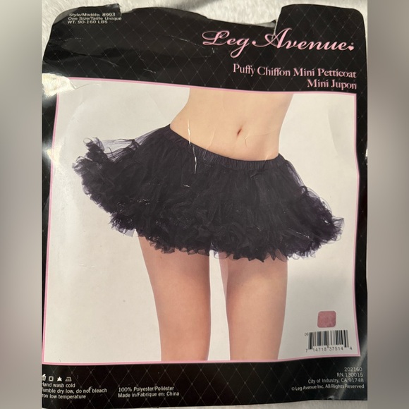 NWT Leg Avenue White Puffy Chiffon Mini Petticoat - Picture 2 of 8